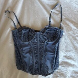 Urban Outfitters Out From Under Modern Love Corset in Slate Blue